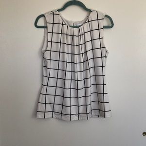 Calvin Klein Black and White Sleeveless Blouse